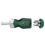 Bosch Destornillador de Carraca Ergonómico con Mango Ancho y Portapuntas Magnético