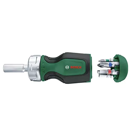 Bosch Destornillador de Carraca Ergonómico con Mango Ancho y Portapuntas Magnético
