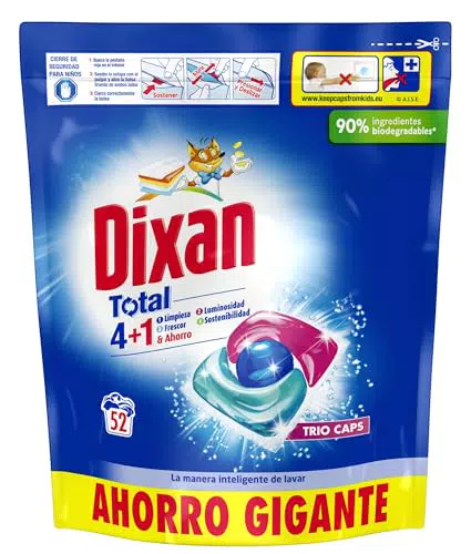 Dixan Total Detergente en Cápsulas para Lavadora: limpieza y frescor garantizados