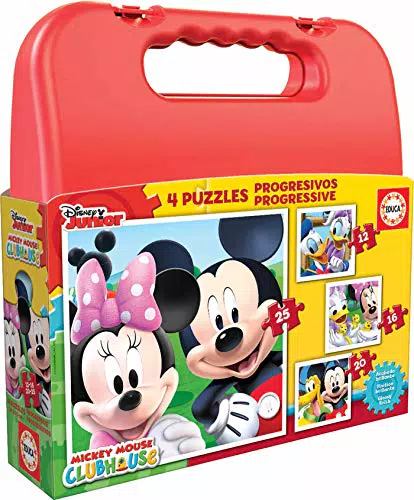 Puzzles Infantiles Minnie Ayudantes Felices - Maleta con Puzzles Progresivos