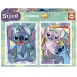 Educa - Pack de 2 Puzzles de Stitch con Cola Fix Puzzle, 34 x 48 cm, a partir de 11 años