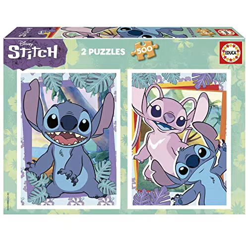 Educa - Pack de 2 Puzzles de Stitch con Cola Fix Puzzle, 34 x 48 cm, a partir de 11 años
