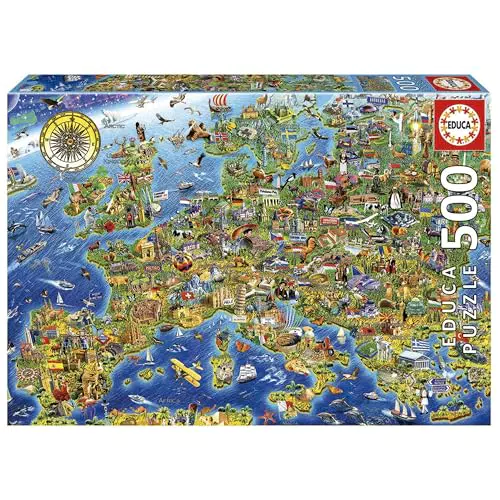 Educa Puzzle Mapa de Europa con Pegamento Fix Puzzle para Adultos