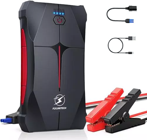 FLYLINKTECH Arrancador de Coches 2000A, Linterna LED y Puerto USB