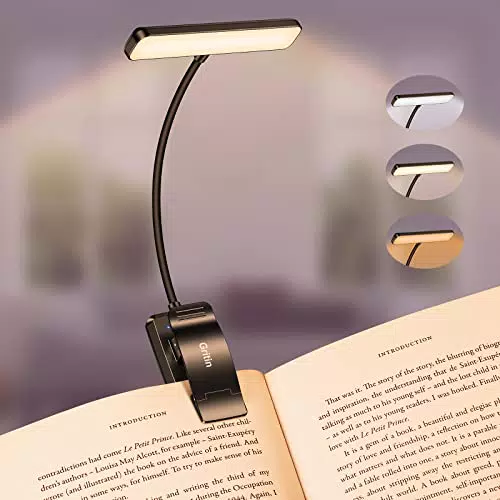 Gritin Lámpara de Lectura USB Recargable Flexible 360° con 3 Modos de Iluminación
