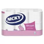 Papel Higiénico Nicky Ultrasoft | Suave aroma a talco | Envase abre fácil | Certificado FSC®