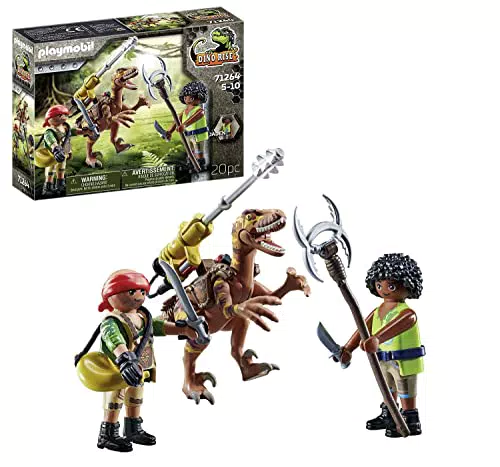 Playmobil Dino Rise 71264 - Dinosaurio Deinonychus con cañón giratorio para niños
