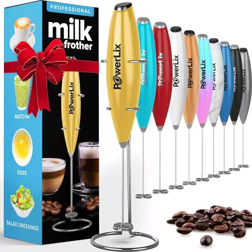 Powerlix Espumador de Leche Eléctrico de Mano - Batidora de Café y Capuchino
