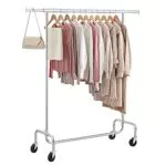 SONGMICS Burro Ropa Extensible con Ruedas, Capacidad de Carga de 130 kg, HSR11