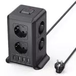 Regleta Enchufes USB 8 Tomas AC y 4 USB, Protección Sobretensión, Interruptor