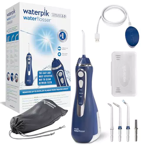 Waterpik Irrigador Inalámbrico con 3 Posiciones de Control del Agua a Presión con Batería Recargable