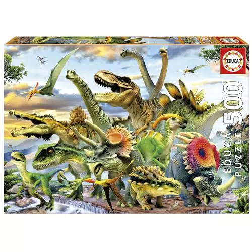 Educa Puzzle de Dinosaurios para Adultos con Pegamento Fix Puzzle (Modelo 17961)