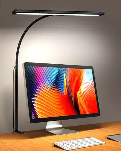 iFalarila Lámpara de Escritorio LED con Pinza y Cargador USB, Flexible 360°