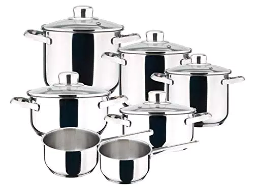 Magefesa Dux batería de cocina de acero inoxidable 18/10, apta para todo tipo de fuego.
