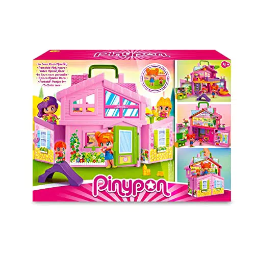 Pinypon Casa Rosa Maletín - Casita de muñecas plegable con accesorios, +4 años