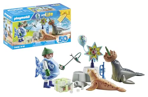 PLAYMOBIL myLife Cuidador de Animales con Fiesta de Cumpleaños y Focas