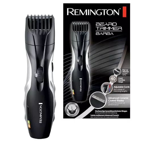 Recortadora de Barba Remington TouchTech con Tecnología SenseSpeed - Inalámbrica y con Cable, Cuchillas de Titanio, Peine Eléctrico - MB4700