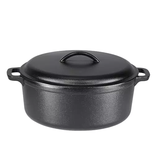 Amazon Basics - Horno holandés de hierro fundido con asa doble