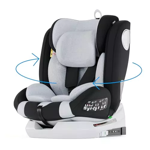 Babify Onboard Silla de Coche Isofix 0-12 Años, Ajustable 360º y Seguro i-Size