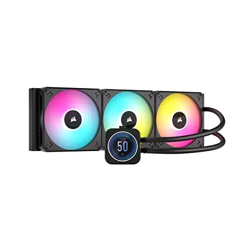Refrigerador Líquido Corsair iCUE H100i Elite LCD XT para CPU - Pantalla IPS LCD - Ventiladores AF120 RGB Elite - Radiador 240 mm - Negro