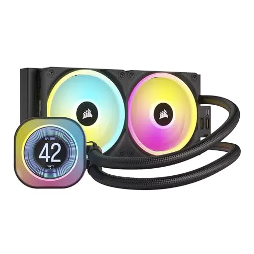 CORSAIR iCUE LINK H100i Refrigerador Líquido LCD para CPU 240mm AIO con Ventiladores RGB