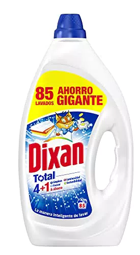 Dixan Gel Total 4+1, Detergente Líquido para Lavadora 85 Lavados
