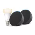 Philips Hue Kit de Inicio con Bombilla Inteligente E27 y Echo Pop