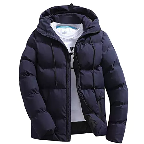 Abrigo Cálido Genérico para Hombre con Capucha y Cremallera para Otoño e Invierno