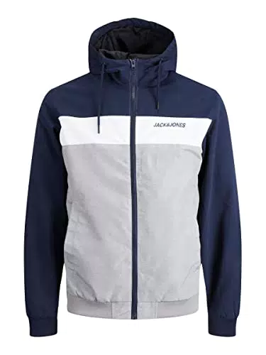 Jack & Jones Jjerush Blocking Hood Bomber Chaqueta, Azul