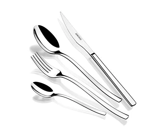 MONIX Génova Set de cubiertos de acero inoxidable 18/10, diseño moderno