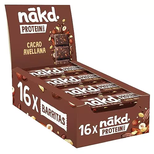 Nākd. Barritas Proteicas de Cacao y Avellana, 7g de Proteína Vegetal, Vegano