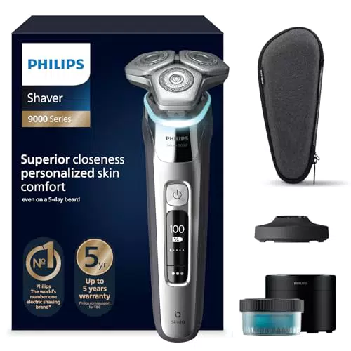 Philips Afeitadora eléctrica S9000 Wet & Dry con tecnología SkinIQ y Cleaning Pod