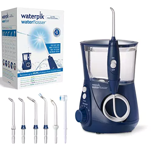 Waterpik Ultra Irrigador de Sobremesa Profesional con Agua a Presión y Sistema Avanzado de Control de Presión Mediante 10 Posiciones con 7 Boquillas
