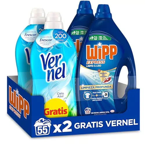 Wipp Express Gel Limpio y Liso con Suavizante Vernel - Pack 2 Unidades