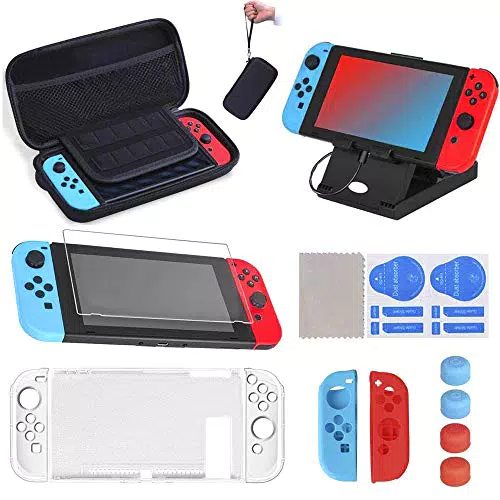 Nintendo Switch: Kit de Accesorios con Funda, Protectores de Pantalla y Soporte