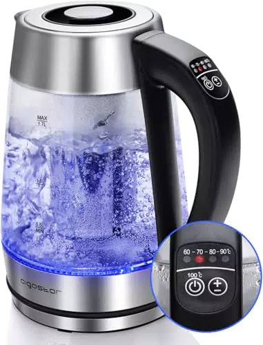 Aigostar Adam 30GOM - Hervidor de Agua Eléctrico de Cristal