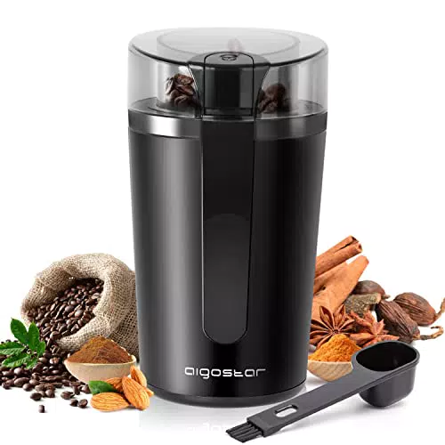 Aigostar Molinillo de Café Eléctrico con Cuchilla de Acero Inoxidable 200W