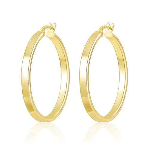 ALEXCRAFT Pendientes Aro Mujer Plata de Ley 925 Grandes Aros Dorados