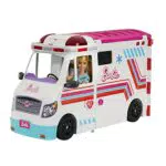 Mattel Barbie Clínica de Cuidados: Coche Médico de Juguete con Luces y Sonidos