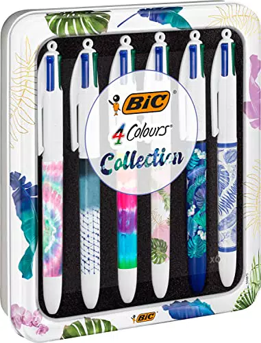 BIC Bolígrafos de Punta Media Decors Collection Botanical y Tie Dye