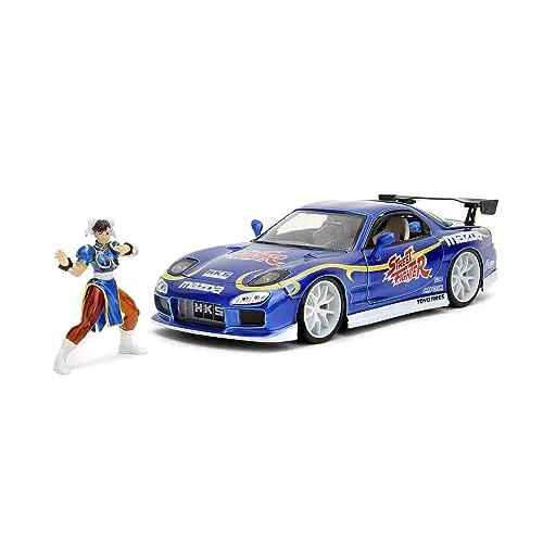 Jada Street Fighter II Chun-Li Mazda RX-7 1993 Escala 1:24 Metal