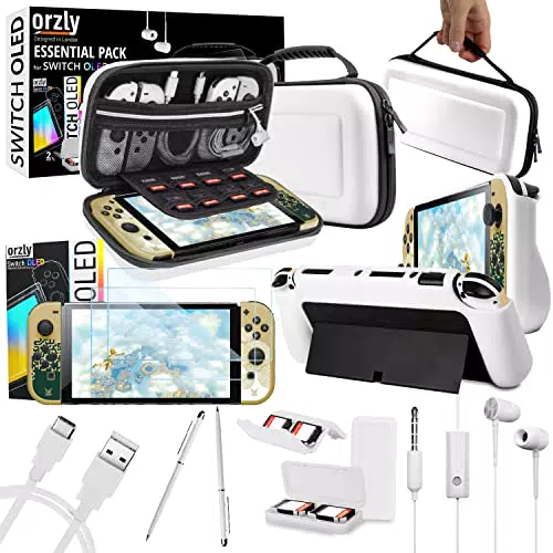Orzly Kit de accesorios para Nintendo Switch OLED: estuche, protector y soporte