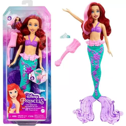 Mattel Muñeca Sirena Princesa Ariel, Juguete para Niños +3 Años (HLW00)