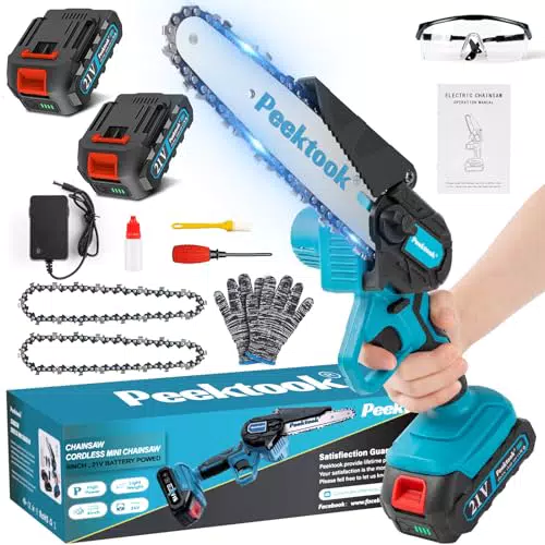 Peektook Motosierra Eléctrica Portátil 6 Pulgadas para Jardinería y Madera