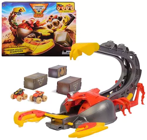 Monster Jam Escenario El Toro Loco Venom Velocity Scorpion Mini JAMS 1:87