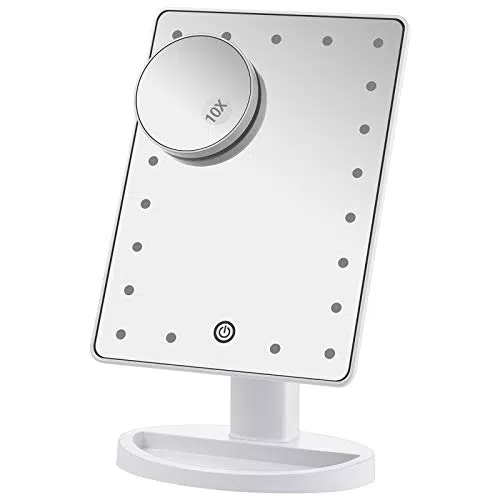 Nestling Espejo de Maquillaje con Luz LED, Aumento 1X/10X y Pantalla Táctil