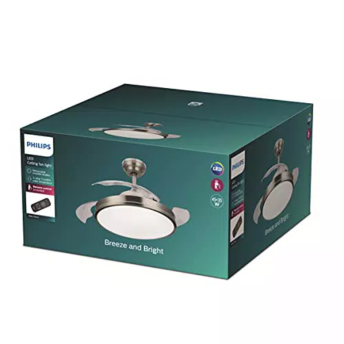 Philips Atlas Ventilador de Techo con Luz LED y Control Remoto, Motor DC 35W