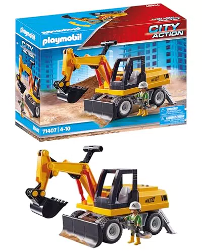 PLAYMOBIL Excavadora City Action 71407 con estructura giratoria y patas de soporte