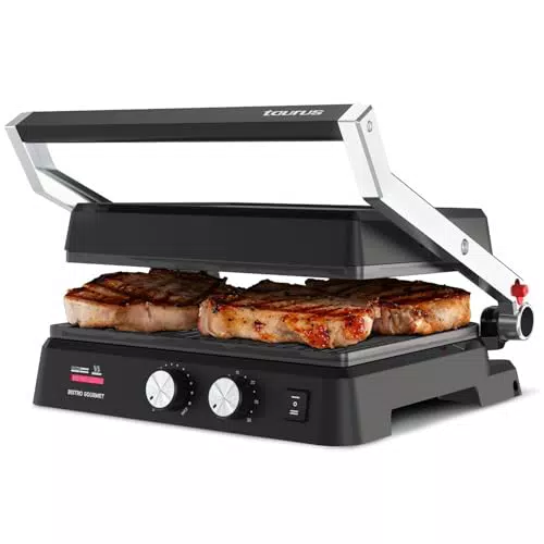 Taurus Grill Bistro 2600W - Grill y Plancha 2 en 1 con Revestimiento Antiadherente