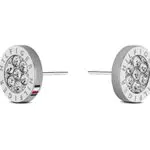 Tommy Hilfiger Pendientes de botón de acero inoxidable con cristales para mujer